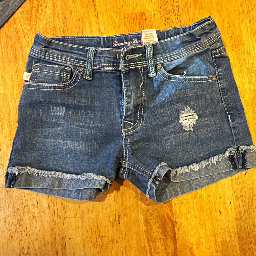 Tommy Bahama Blue Denim Cut-Off Shorts Medium Wash 5-Pocket Button Zip 10